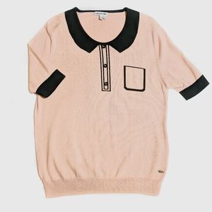 Lacoste Pink and Black Short Sleeve Sweater